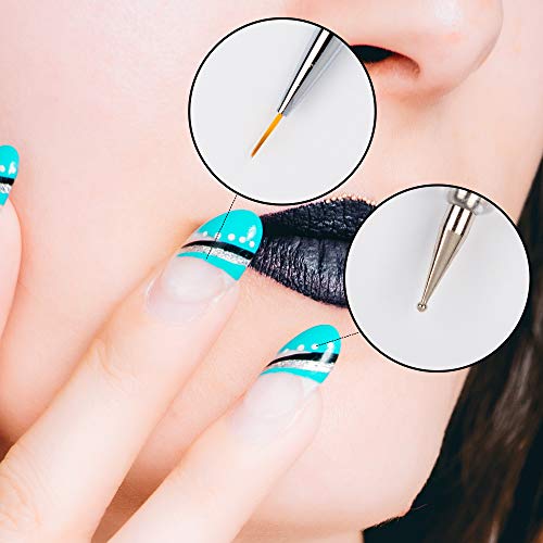 Waldd 5 Pieces Nail Art Liner Brushes, Uv Gel Painting Nail Design Brush Pen, Nail Dotting Painting Drawing Pen 5//7/9/11/13 Mm #TOP3