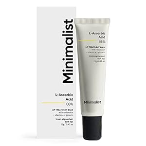 Minimalist Lip Treatment Balm for Lightening Dark Lips, Hydrating & Softening | 8% L-Ascorbic Acid with Vitamin E, Radianskin & Glycerine | For Women & Men | 0.42 Oz / 12 gm