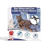 RUBALN®️Red para Gatos terraza Reforzada con Cable de Acero Blanca-Red Gatos Ventanas Balcon-Malla de Nylon con Kit instalación+Instrucciones +Juguete para Mascota (3x8 R)