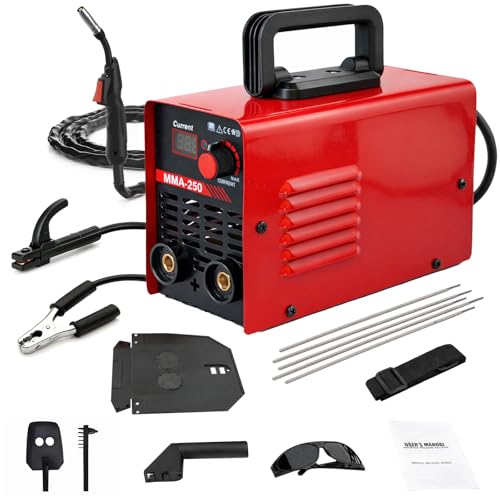 MMA Welder Welding Machine 220V Portable 20-250A IGBT Inverter Welder Kit with 5xWelding Sticks & Mask Digital Display LCD ARC Stick Welder Suitable for Beginners & DIY for Home Use