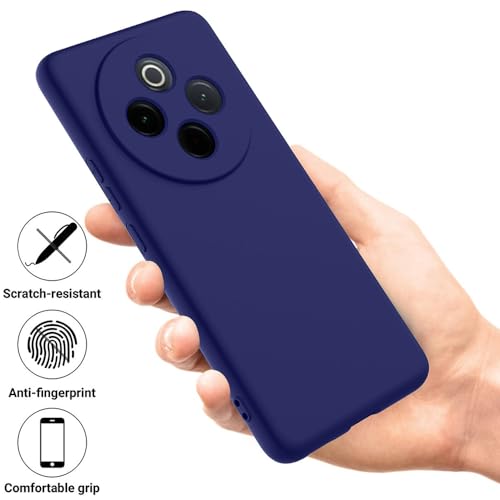 Image of Back Cover | Full Camera Protection | Premium Liquid Silicon Case | Flexible Bumper Case for Vivo T4 5G / Y300 Pro 5G / Y300 Pro Plus 5G / iQOO Z10 5G (Dark Blue)