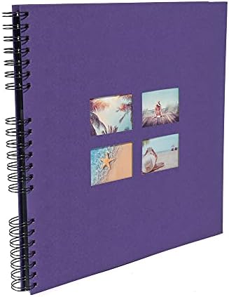 Exacompta - Ref 15118E - MILANO Spiralbound Photo Album (60 Pages) -32 x 32cmin Size, Holds 360 Photos, 250gsm Black Card Pages, FSC-Certified - Purple Textile Cover
