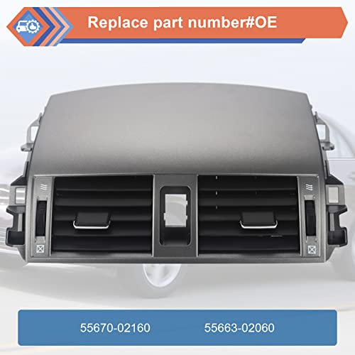 Upgrade Adjustable Air Volume Center Dash A/C Outlet Air Vent Panel With Hand Wheels Compatible With 2008-2013 Toyota Corolla, Replace#55670-02160 55663-02060 #TOP1