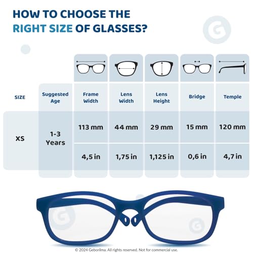 Toddler Flexible Frame Glasses - 1-3 Years Unbreakable Eyeglasses for Kids Prescription Glasses Flexible - Toddler Eyeglass Frames 44-15-1222