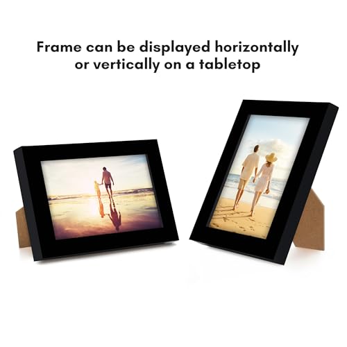 Americanflat 2x3 Picture Frame with Polished Crystal-Clear Glass - Streamline Collection - Thin Border Photo Frame for Tabletop Display - Easel Stand Included - Black