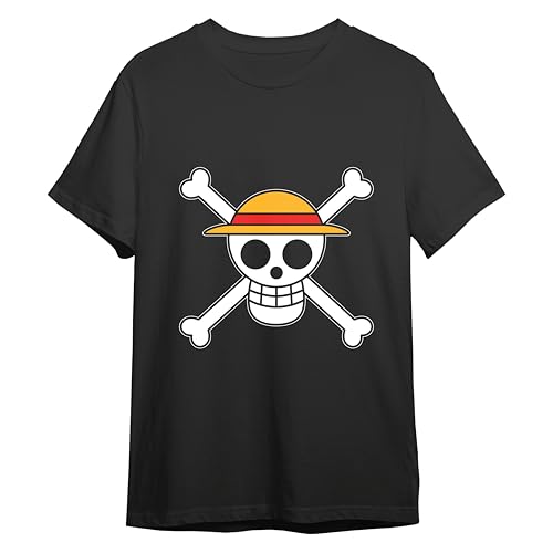 Comic Studio One Piece Camiseta | Artículo Licenciado Oficial | Luffy Skull | Negro | S T-Shirt, Unisex