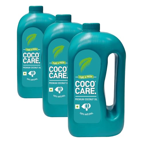 Image of Cococare Coconut Oil 100% Pure & Natural 1L | Finest Handpicked Dala Khopra from Kerala | Fresh Natural Fragrance | No Added Chemicals, Preservatives or Artificial Perfumes (Pack of 3)