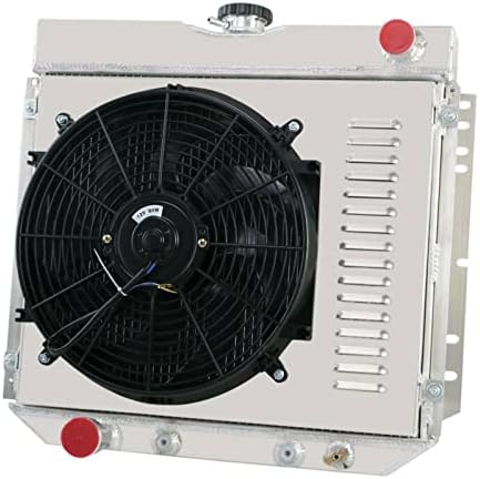 Aluminum Radiator for 1963-1977 Ford Mustang Fairlane Torino Radiador for 1966-1973 Mercury Comet 3 Row Radiators Shroud 1x14" Fans Thermostat Relay Kit
