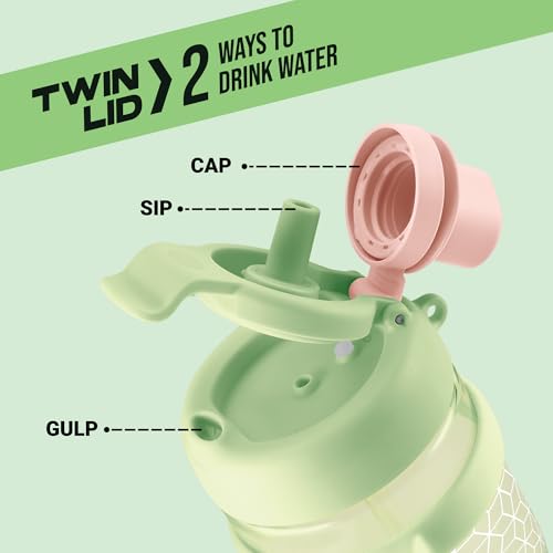 Image of MILTON Champion 1250 2- in-1 Sip or Gulp Lid Tumbler 1.21L | Tritan Plastic Water Bottle with Handle | Leak-Proof, BPA-Free | Perfect for School, Gym, Office, Travel Bottle for Men and Women, Green