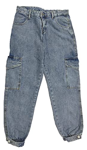 Happening Women Heavy Denim Cargo with 6 Pockets -Denim Blue Light Color-Waist Size 28
