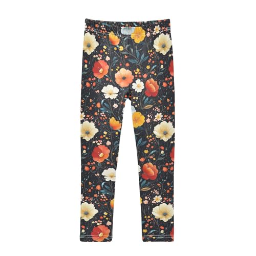 Girls Leggings Boho Floral Print Soft Toddler Leggings for Girls Kids Pants Size 4T-10T