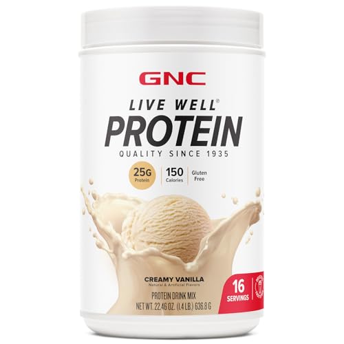 Image of GNC Live Well Protein, Quality Since 1935, 25g, Gluten Free, Creamy Vanilla, 16 Servings