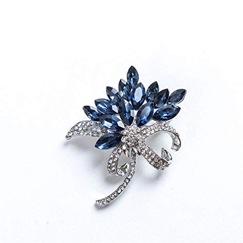 Preisvergleich Produktbild LJSLYJ Frauen Blumenstrauß Brosche Glänzender Kristall Inlayed Brosche Badge Jewelry, blau