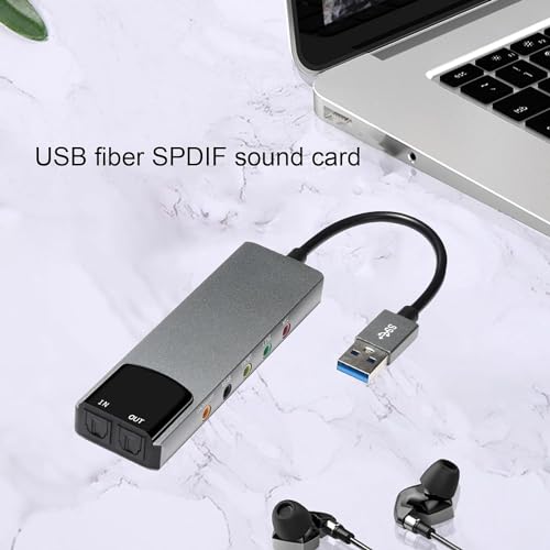 Image of Tobo USBSound Card 7.1 5.1 Channel External Audio Card SPDIF Optical, USB Fiber Sound Card Computer External Multifunction Sound Card Support AC TD-1245UG