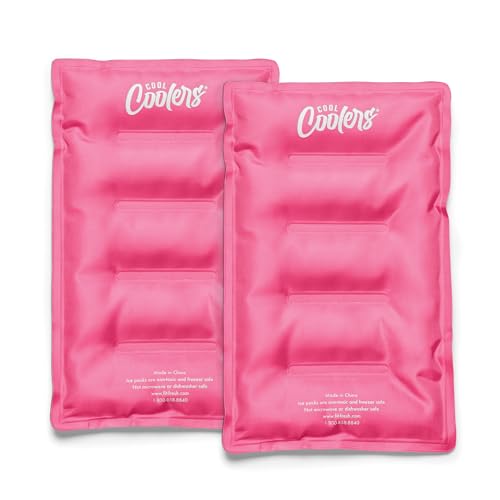 Cool Coolers by Fit & Fresh 2 Pack XL Soft Ice Packs for Cooler, Flexible Stretch Nylon, Lunch Box Ice Packs, Large Reusable Freezer Packs, Hot Pink