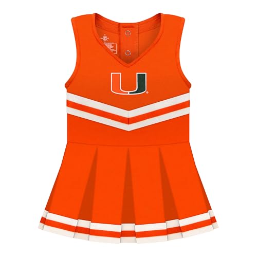 College Baby NCAA Officially Licensed Cheerleader Bodysuit Dress - Tank Top - Miami Hurricanes Logo - Orange - 18 Months