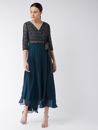 Image of Miss Chase Women's Round Neck Cap Sleeves Lace Knee -Long Skater Dress