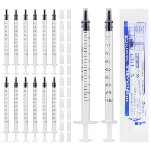 60 PCS 1ml Syringes Colostrum Syringes with Cap Plastic Syringe Lab Syring es Individually Packed Syringe 1ml for Measuring Liquids Scientific Labs Plant Watering Pet Feeding(No Needle)