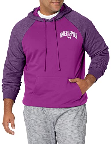 Under Armour Felpa con Cappuccio Rival Wordmark Colorblock, (514) Rivalry/Rivalry Light Heather/Onyx White, Large Alto Uomo