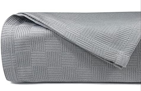 Maura All Season Bamboo Cotton Decorative Thermal Bed Blankets, Classic Basket Wave Breathable, Super Soft, Cozy Blanket and Perfect for Layering Any Bed. King Large Size 108”x 90”
