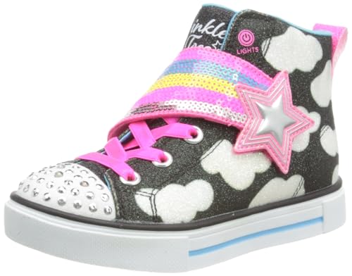 Skechers Kids Girls Toes Twinkle Sparks-Shooting Sta Sneaker, Black/Multi, 8 Toddler