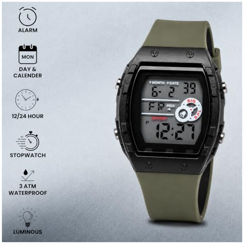 Image of Digital Sport Watch with Alarm, Stopwatch, Day & Calendar, 12 /24 Hour, Luminous, 3 ATM Waterproof