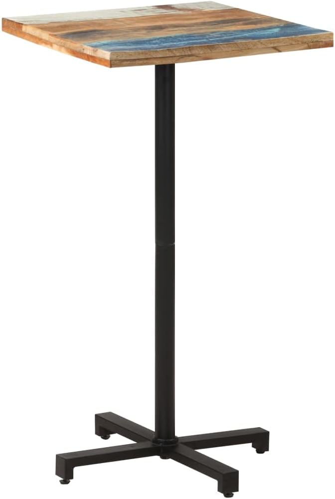 Bistro Table Square,Side Table,Coffe Table,Dining Room Table,Console Table,Plant Rack,Assembly Required,Fits Your Patio, Kitchen, Cafe,Restaurant, Bistro, 23.6"x23.6"x43.3" Solid Reclaimed Wood