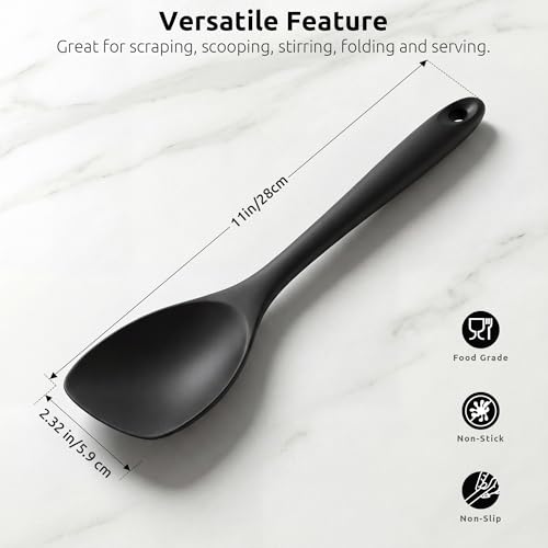 Image of U-Taste Silicone Cooking Spoon 600ºF Heat Resistant Scoop Spatula, Black