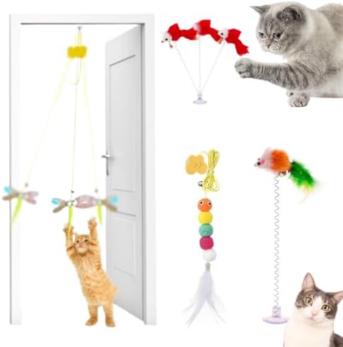 Kit 2 Brinquedo Para Gato Elástico Pendura Porta Ratinho Mola com...