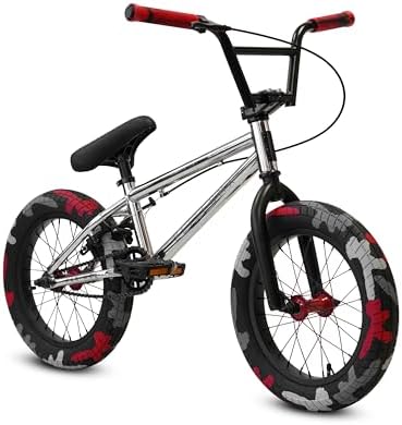 Elite BMX Stealth Freestyle Bike for Youth & Adults, Durable Steel Frame, Available in 16", 18", and 20" Sizes (Chrome, 16")