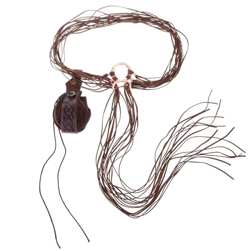 Beimus Juego de cinturón para eventos medievales con bolsillo de patrón grabado para bailes de máscaras, disfraces, casual, formal, cinturón con bolsa