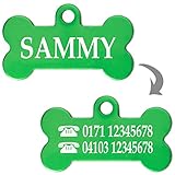 Ibera gifts - Hundemarke mit Gravur - Personalisierte Hundemarke in Knochenform für kleine und mittelgroße Haustiere - Hundemarke personalisiert aus Aluminium