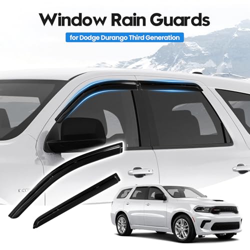Image of Durango Rain Guards - Window Visors for Dodge Durango 2011-2025 2026, Out-Channel Side Window Rain Guards for Durango, 4PCS, Black, Car Accessories
