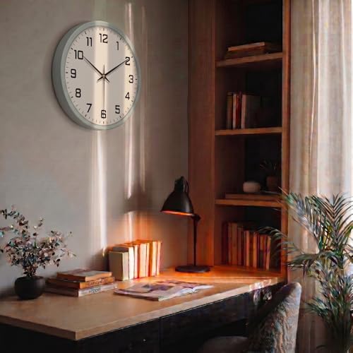 Image of STAR WORK Silent Non-Ticking Wall Clock 12 inch Inch Analog Clock & LCD Display | Calendar Date, Day, Temperature, Operated Decorative Clock for Living Room, Kitchen, Bedroom,Office (White Black)