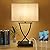 OYedis 3-Way Dimmable Touch Control Medium Table Lamp with Type C/USB Charging Port and 1 AC Outlet White Shade 21.38" Bedside Nightstand Lamp for Bedroom Living Room Office and Hotel Bulb Included