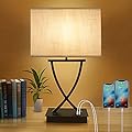OYedis 3-Way Dimmable Touch Control Medium Table Lamp with Type C/USB Charging Port and 1 AC Outlet White Shade 21.38" Bedside Nightstand Lamp for Bedroom Living Room Office and Hotel Bulb Included