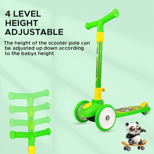 Image of NHR Smart Kick Scooter for Kids, 4 Adjustable Height Scooter, Foldable & Attractive PU Wheels with Rare Brakes for Kids Age Upto 2+ Years