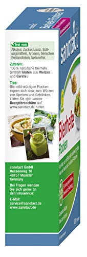 sanotact Bierhefe Flocken • 100g natürliche Bierhefeflocken • Mit Biotin und 6 B-Vitaminen für Haut Haare Nägel • Ideal als veganer Parmesan, zum Kochen, Würzen, etc. (Packung mit 2)