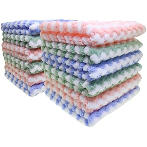 Mei Ting Kitchen Dish Towels12pcs 10x10 Inches Kitchen Towels for Kitchen Dishwashing Drying Dish Rags (Mix Color) Cover