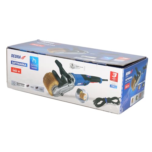 Satiniermaschine 1300W, Metall- und Nylonbürste, 900-3700RPM, 2m Kabel, Leichtgewicht mit nur 3 kg, rutschfester Zusatzgriff, soft-start system