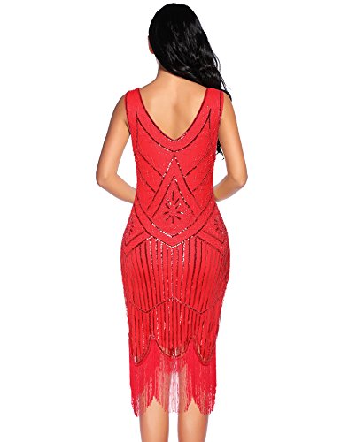 Image of Plus Size 1920s Vintage Fringed Gatsby Sequin Beaded Tassels Hem Flapper Dress for Women