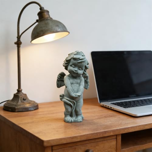 Estatua de Ángel Guardián Pequeño Querubín en Oración de Piedra miniatura 3