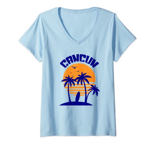 Mujer Camisa Cancún México Beach Souvenir Gift Camiseta Cuello V