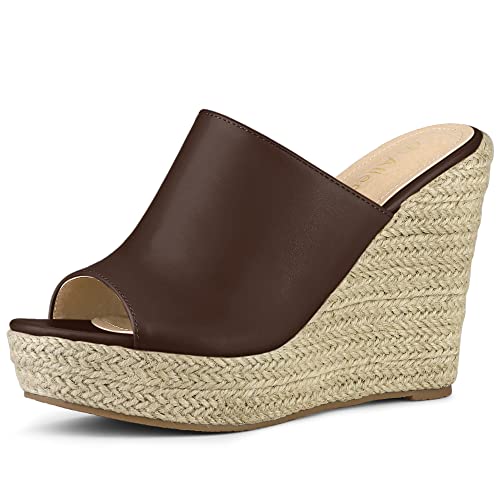 Mules espadrilles femme compensées marron café taille 38 Allegra K