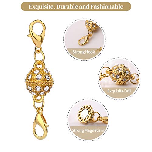 12 Pcs Gold and Silver Rhinestone Ball Style Magnetic Lobster Clasp for Jewellery Necklace Bracelet4