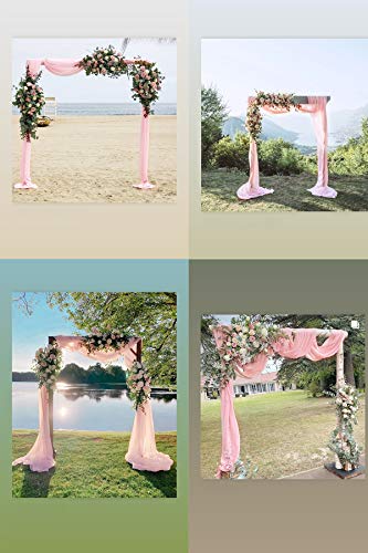 Image of Socomi Wedding Arch Draping Fabric 1 Panel 29 inch x 19Ft Blush Pink Sheer Chiffon Curtain Drapes 6 Yards for Wedding Ceremony Birthday Party Decoration