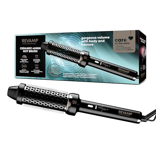 Revamp Thermobürste für mehr Volumen und seidiges, glänzendes Haar - Lockenbürste mit Ionendüse, schnelles Aufheizen, 2 Einstellungen, einfach zu bedienen, ergonomisch, 3m-Kabel, Schwarz