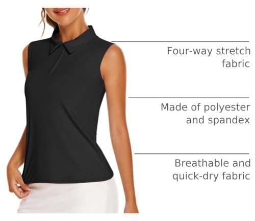 Image of COOrun Women's Golf Polo T Shirts Lightweight Moisture Wicking Sleeveless Shirt Quick Dry Zipper Tank Top