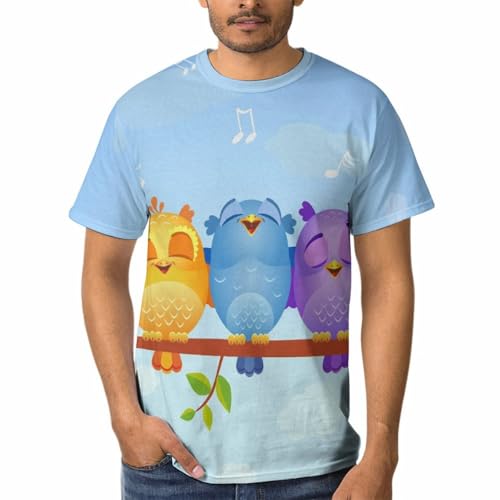 Chemise tshirt col rond homme Oiseau Chanteur tee shirt manches courtes