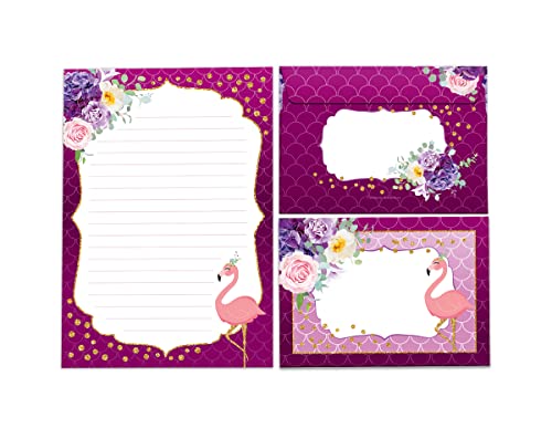 JuNa-Experten Briefpapier-Set A5 mit Umschlägen Flamingo für Mädchen (25 Blätter + 15 Umschläge)